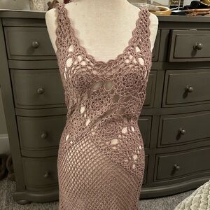 M. Rena Mauve Crochet Lace Top